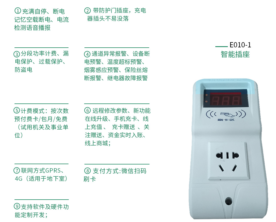 電動車1路智能充電插座產(chǎn)品功能